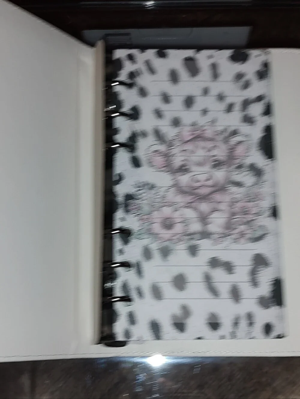 Cute Pink Cow A6 Binder Notebook Matching Paper 100 Sheets